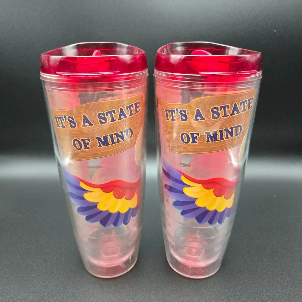 Margaritaville 26oz Insulated Tumbler Set of 2 It's A State of Mind Red Lids USA